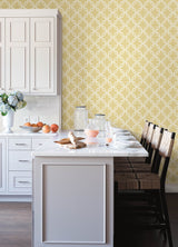 Quelala Yellow Ring Ogee Wallpaper with Modern Geometric Ring Pattern - Chesapeake 3122-11003