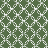 Quelala Green Ring Ogee Wallpaper with Modern Geometric Chain Pattern - Chesapeake 3122-11004