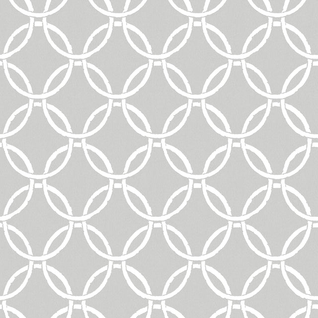 Quelala Grey Ring Ogee Wallpaper with Modern Geometric Ring Pattern - Chesapeake 3122-11030
