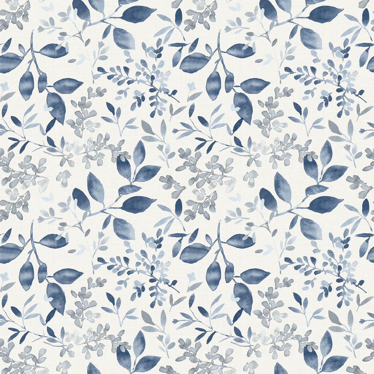Tinker Navy Woodland Botanical Wallpaper with Blue Watercolor Leaf Pattern - Chesapeake 3122-11102