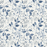 Tinker Navy Woodland Botanical Wallpaper with Blue Watercolor Leaf Pattern - Chesapeake 3122-11102