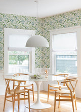 Tinker Green Woodland Botanical Wallpaper with Watercolor Leaf Pattern, Farmhouse Style - Chesapeake 3122-11104