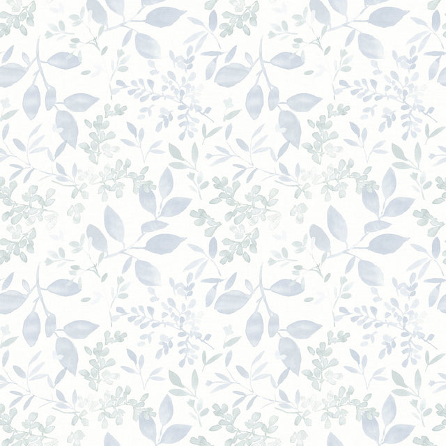 Tinker Light Blue Woodland Botanical Wallpaper with Farmhouse Leaves Motif - Chesapeake 3122-11112