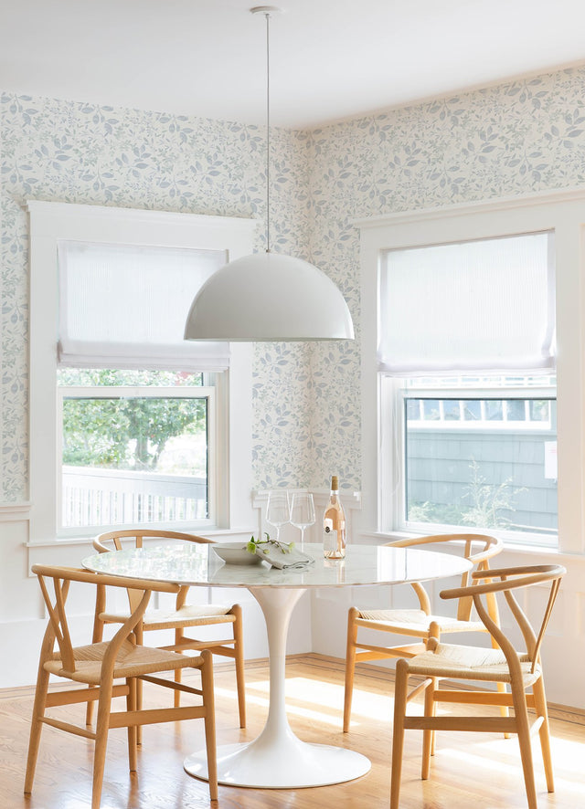 Tinker Light Blue Woodland Botanical Wallpaper with Farmhouse Leaves Motif - Chesapeake 3122-11112