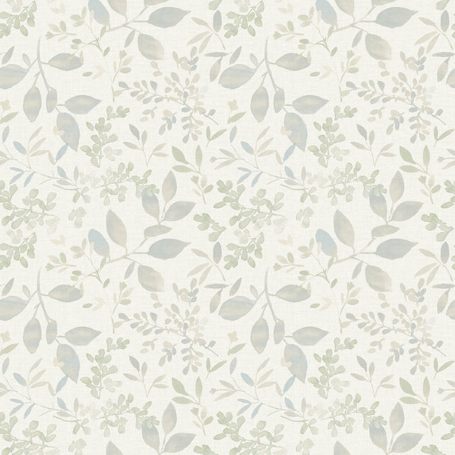 Tinker Teal Woodland Botanical Wallpaper with Farmhouse Botanical Leaves Motif - Chesapeake 3122-11114