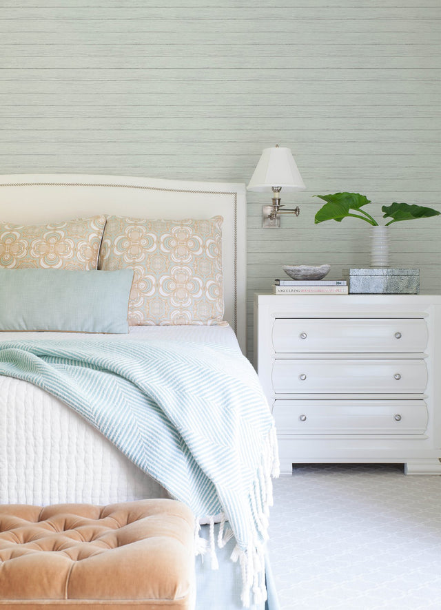 Ozma Light Blue Wood Plank Wallpaper with Raised Ink Texture - Chesapeake 3122-11205