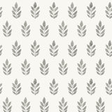 Ervic Charcoal Leaf Block Print Wallpaper with Scandinavian Farmhouse Leaf Motif - Chesapeake 3122-11300