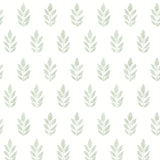 Ervic Green Leaf Block Print Wallpaper in Green with Botanical Leaf Pattern, Farmhouse Style - Chesapeake 3122-11304
