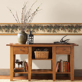 Coulter Olive Pinecone Forest Wallpaper Border with Botanical Pinecone Garland - Chesapeake 3123-01391