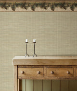 Pine Hill Chestnut Branches Border Wallpaper in Chestnut with Botanical Country Pinecone Motif - Chesapeake 3123-01632