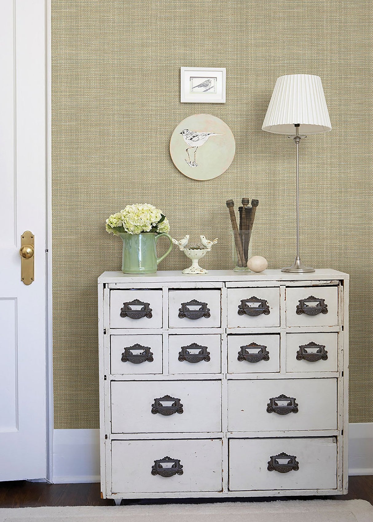 Kent Seafoam Faux Grasscloth Woven Wallpaper with Coastal Graphic Texture - Chesapeake 3123-01694