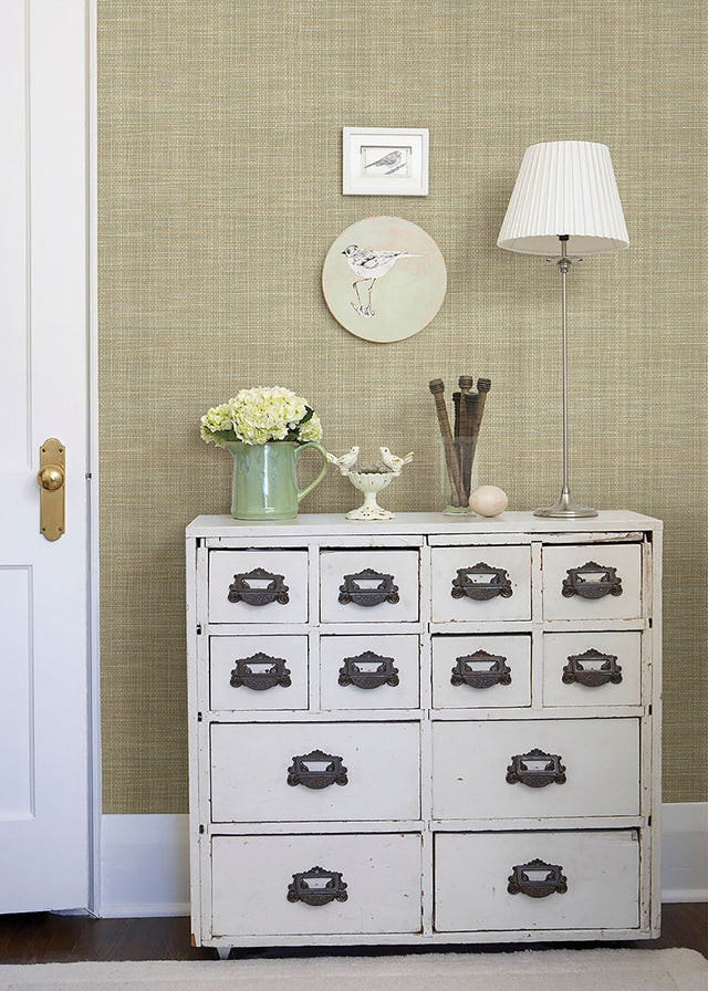 Kent Seafoam Faux Grasscloth Woven Wallpaper with Coastal Graphic Texture - Chesapeake 3123-01694
