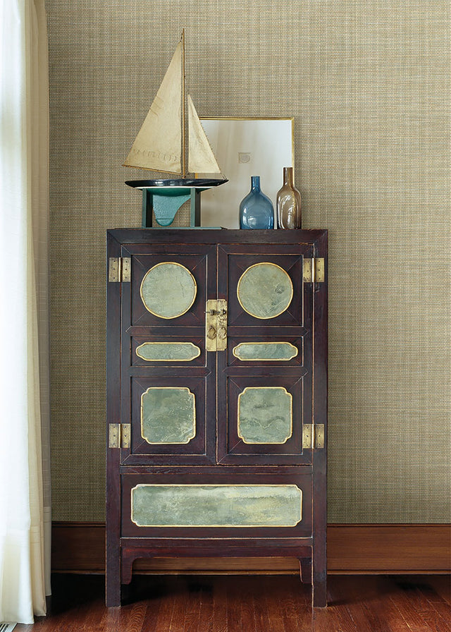 Kent Seafoam Faux Grasscloth Woven Wallpaper with Coastal Graphic Texture - Chesapeake 3123-01694