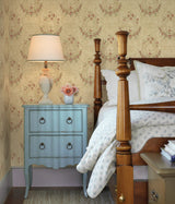 Georgiana Red Tearose Wallpaper with Botanical Damask Motif - Chesapeake 3123-02124