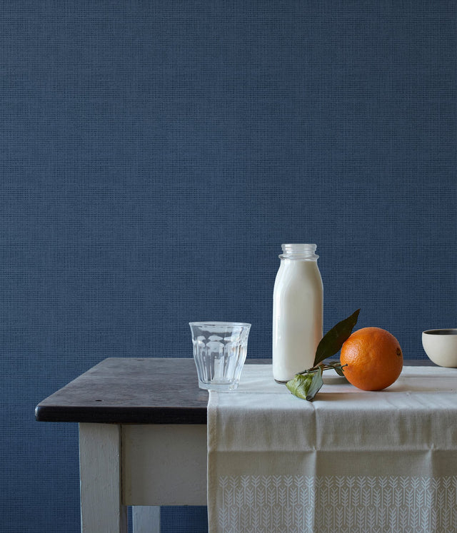 Nimmie Navy Basketweave Blue Wallpaper with Coastal Texture Pattern - Brewster 3123-10002