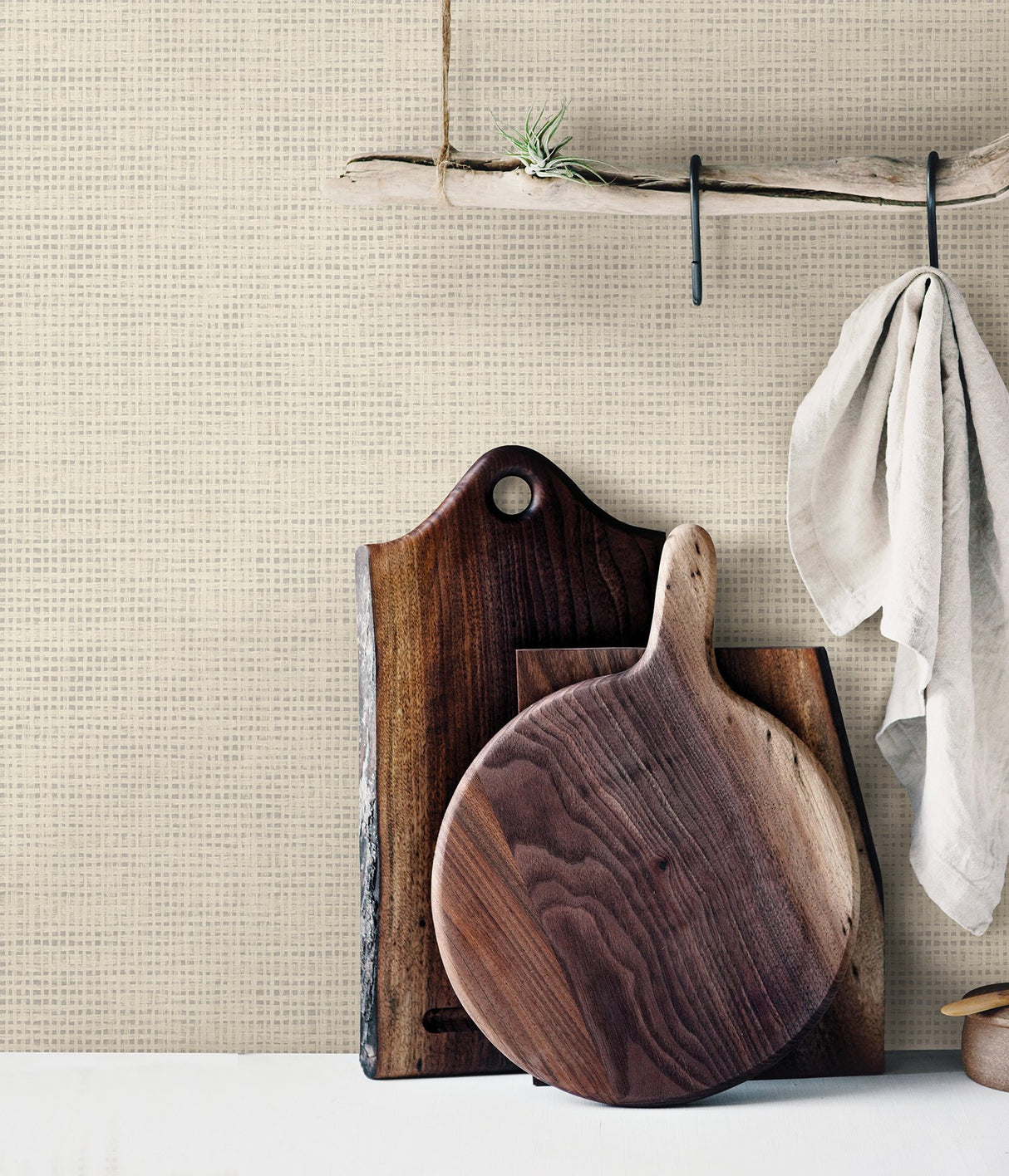 Nimmie Bone Basketweave Wallpaper with Coastal Texture Pattern - Chesapeake 3123-10005