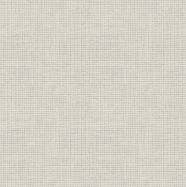 Nimmie Light Grey Basketweave Wallpaper with Texture Pattern, Prepasted Acrylic Coated Paper - Chesapeake 3123-10010