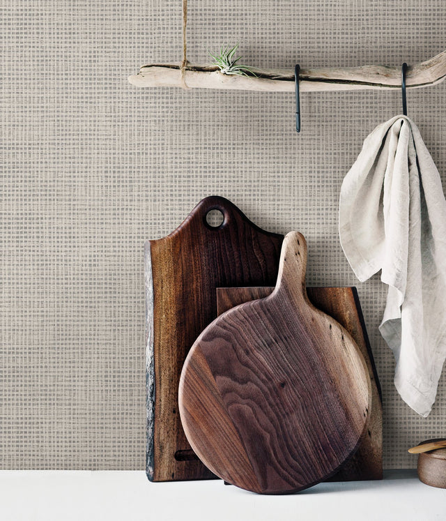 Nimmie Grey Basketweave Wallpaper with Coastal Texture Pattern - Chesapeake 3123-10020