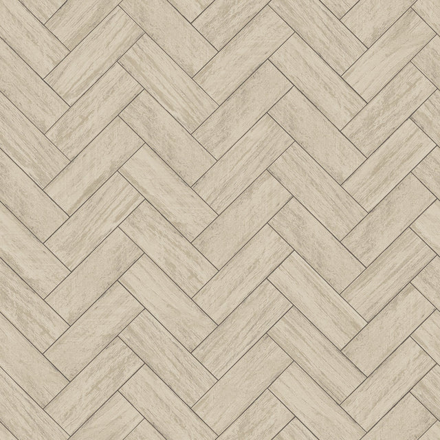 Kaliko Taupe Wood Herringbone Wallpaper