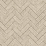 Kaliko Taupe Wood Herringbone Wallpaper with Raised Ink Texture - Chesapeake 3123-10105