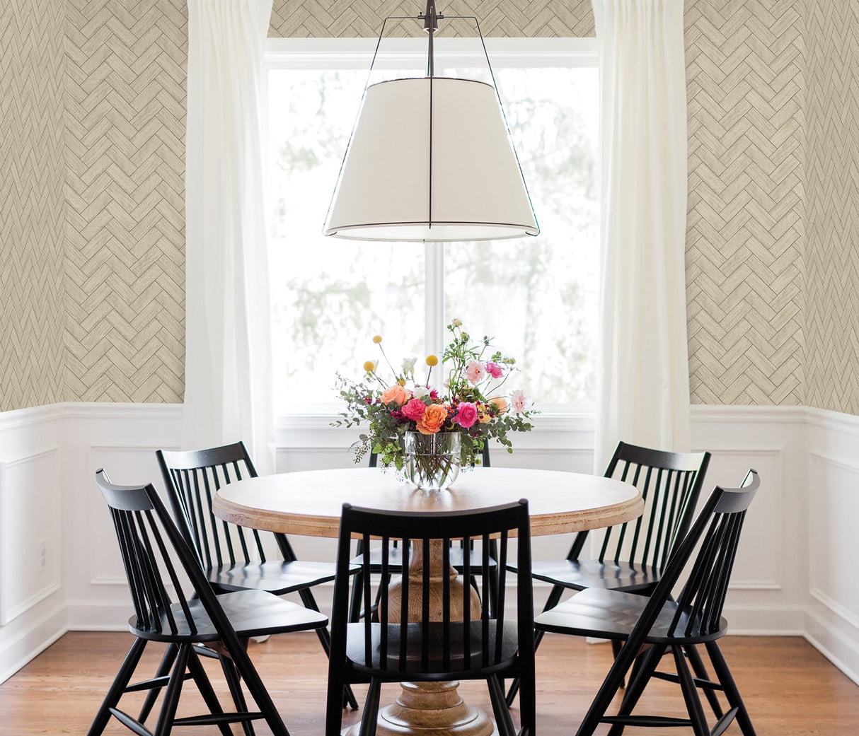 Kaliko Taupe Wood Herringbone Wallpaper with Raised Ink Texture - Chesapeake 3123-10105