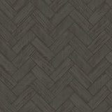 Kaliko Dark Grey Wood Herringbone Wallpaper with Farmhouse Tile Graphic Pattern - Chesapeake 3123-10110