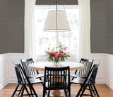 Kaliko Dark Grey Wood Herringbone Wallpaper with Farmhouse Tile Graphic Pattern - Chesapeake 3123-10110
