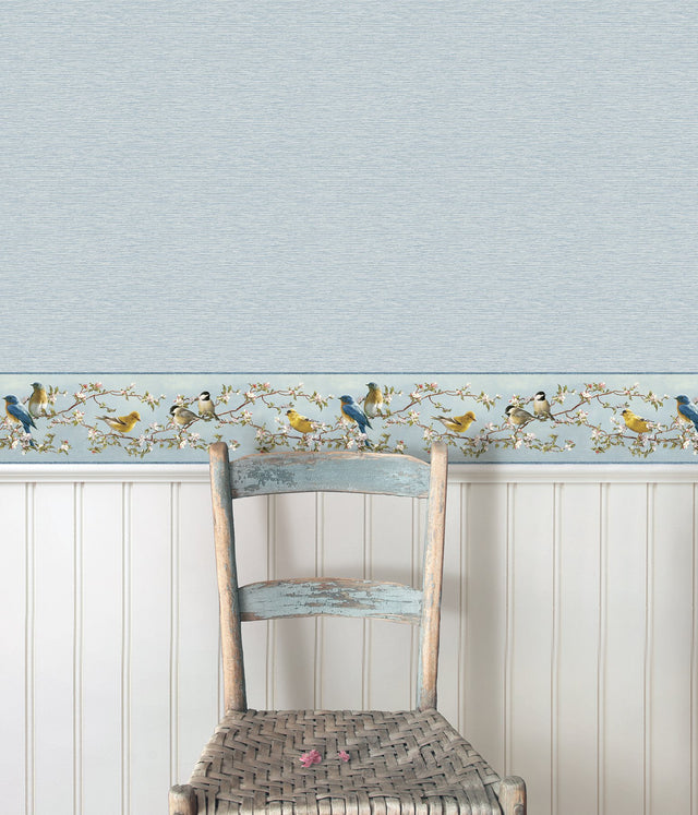 Gump Light Blue Faux Grasscloth Wallpaper