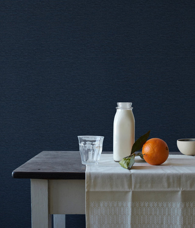 Gump Navy Faux Grasscloth Wallpaper with Transitional Faux Grasscloth Pattern - Chesapeake 3123-10212
