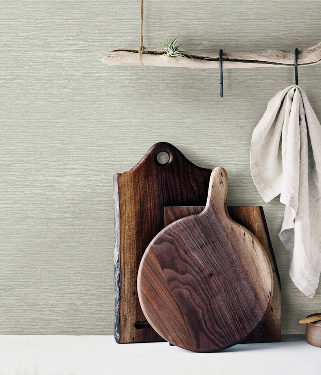 Gump Seafoam Faux Grasscloth Wallpaper with Transitional Graphic Weave - Chesapeake 3123-10222