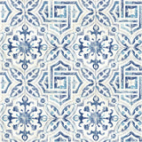 Sonoma Blue Spanish Tile Wallpaper with Bohemian Graphic Tile Motif - Chesapeake 3123-12332