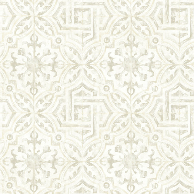 Sonoma Cream Spanish Tile Wallpaper with Bohemian Tile Pattern - Chesapeake 3123-12333