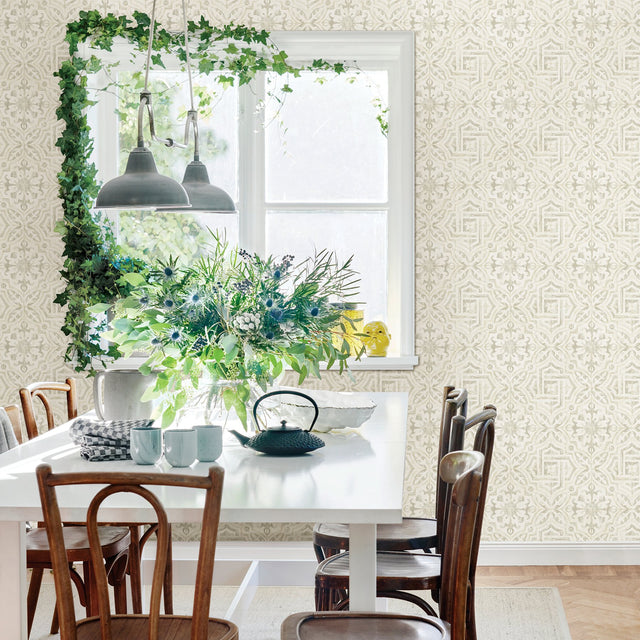 Sonoma Cream Spanish Tile Wallpaper with Bohemian Tile Pattern - Chesapeake 3123-12333