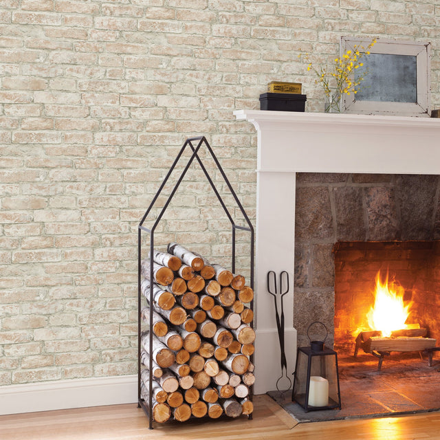 Arlington Rust Brick Wallpaper with Farmhouse Faux Brick Pattern - Chesapeake 3123-12482