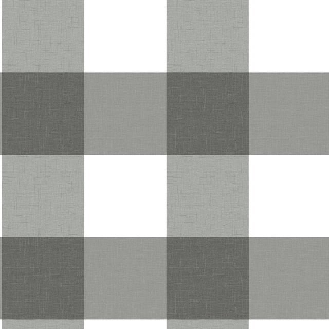 Amos Charcoal Gingham Wallpaper with Farmhouse Plaid Pattern - Chesapeake 3123-12532