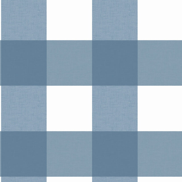 Amos Navy Gingham Wallpaper with Linen-Look Plaid Pattern - Chesapeake 3123-12533
