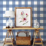 Amos Navy Gingham Wallpaper with Linen-Look Plaid Pattern - Chesapeake 3123-12533