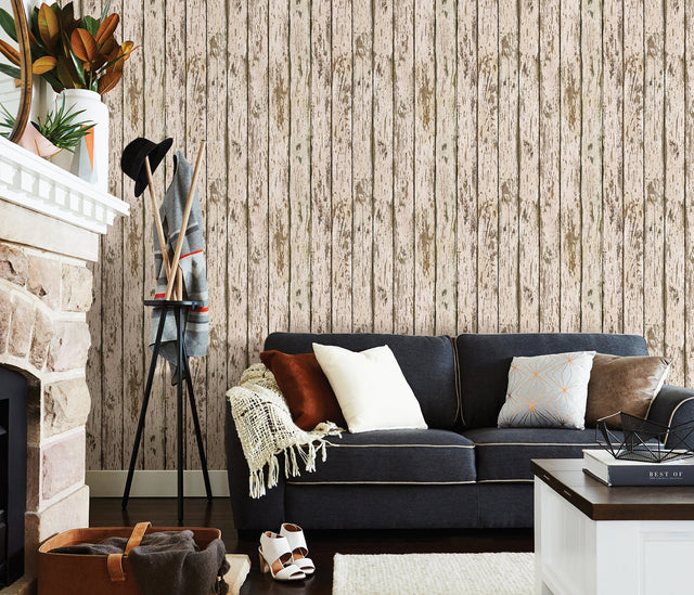 Harley Khaki Weathered Wood Wallpaper