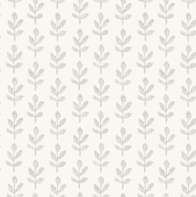 Whiskers Light Grey Leaf Wallpaper with Farmhouse Botanical Pattern - Chesapeake 3123-13842