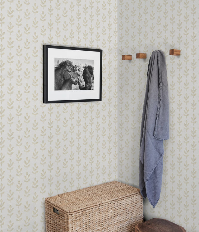 Whiskers Wheat Leaf Wallpaper with Scandinavian Botanical Motif - Chesapeake 3123-13843