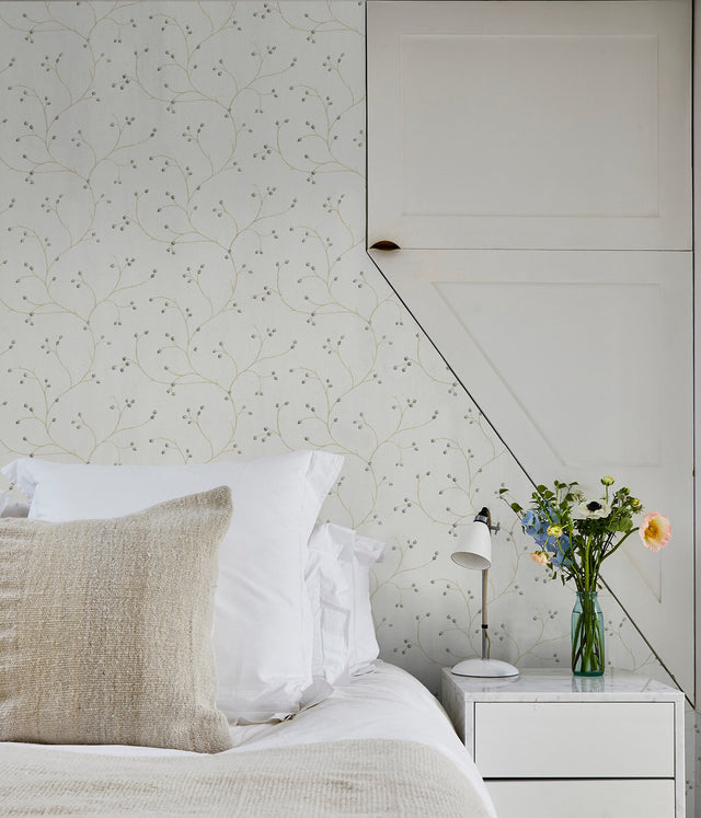 Rosehip Cream Trails Botanical Prepasted Wallpaper - Chesapeake 3123-16156
