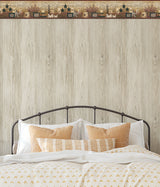 Caring Candles Red by Chesapeake Penny Lane Country Novelty Stars Candles Berries Prepasted Non Woven Blend Washable Wallpaper Border - RJ2281