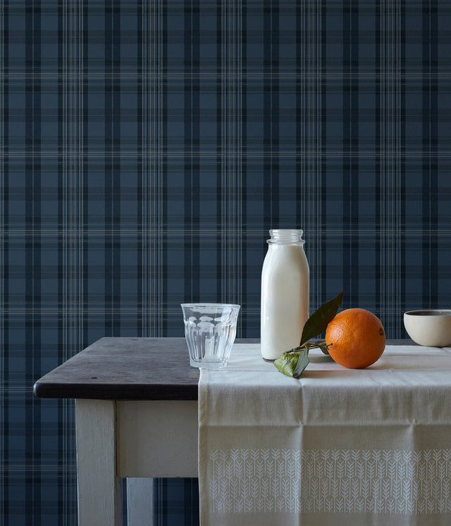 Austin Navy Plaid Wallpaper with Country Plaid Pattern - Chesapeake 3123-330213