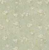 Braham Aqua Floral Trail Wallpaper with Country Botanical Trails Motif - Chesapeake 3123-44107