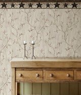 Ennis Black Rustic Barn Star Border Wallpaper with Country Stars Motif - Chesapeake 3123-44601
