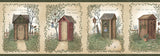 Fisher Sage Outhouses Border with Country Novelty Graphic Pattern - Chesapeake 3123-50321