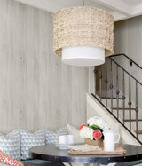 Mapleton Off White Wood Wallpaper with Farmhouse Faux Wood Plank Pattern - Chesapeake 3123-64228