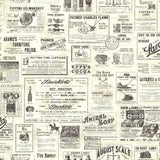 Adamstown Cream Newspaper Classifieds Wallpaper with Vintage Newspaper Ads - Chesapeake 3123-64271