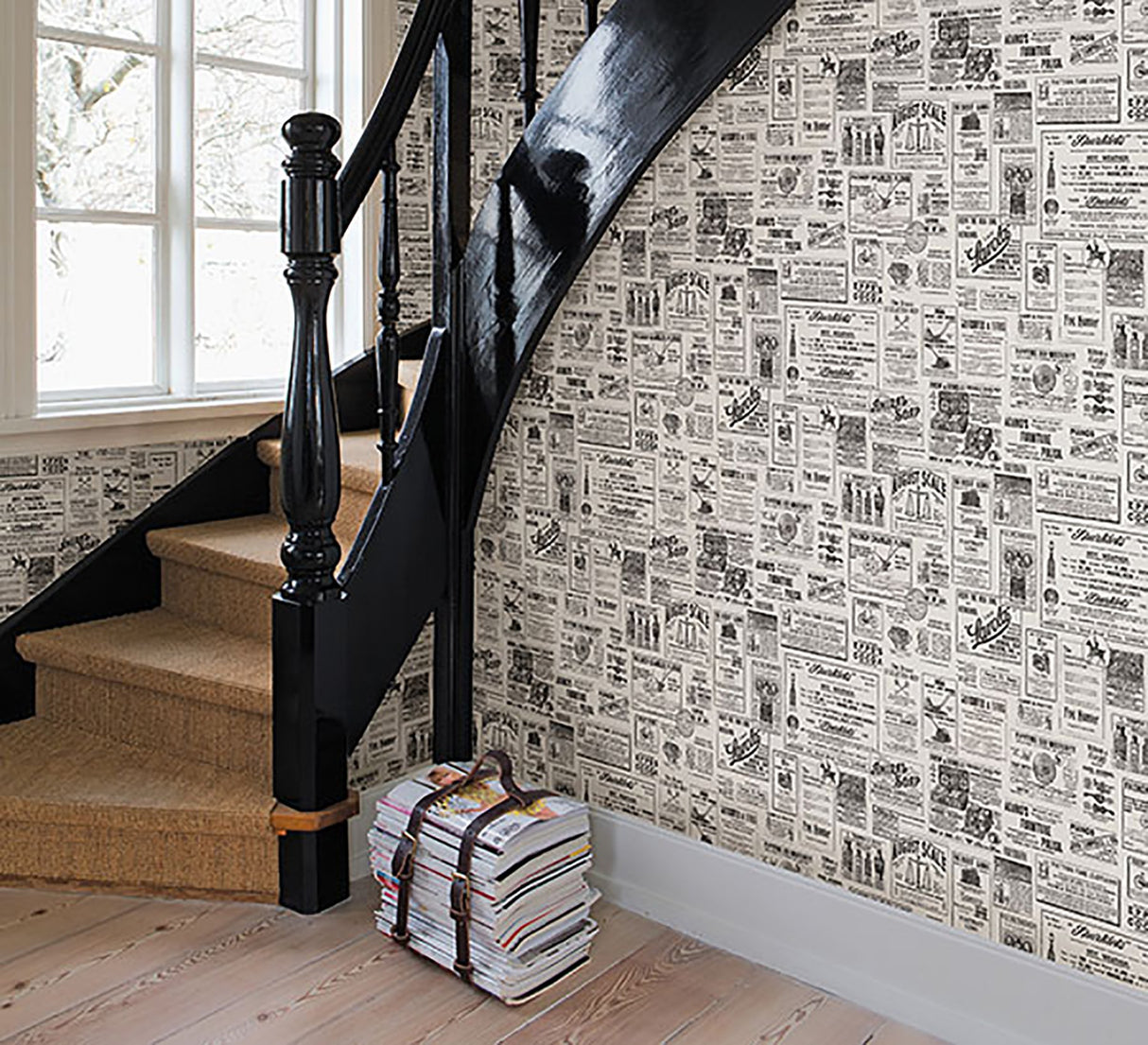 Adamstown Cream Newspaper Classifieds Wallpaper with Vintage Newspaper Ads - Chesapeake 3123-64271