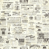 Adamstown Cream Newspaper Classifieds Wallpaper with Vintage Newspaper Ads - Chesapeake 3123-64271SAM